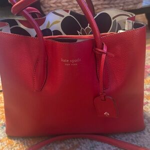Kate Spade Red Tote with Structured Leather Finish